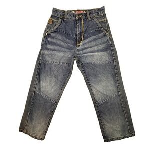 VTG 90s FAM SCORE Boys S 26.5x23.75 Baggy Wide Leg Y2K Skater Hip Hop Rave Jeans